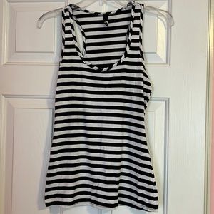 Racerback tank black and white stripes.
